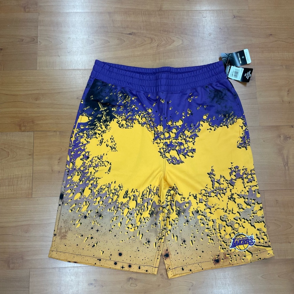 Lakers splatter paint design shorts